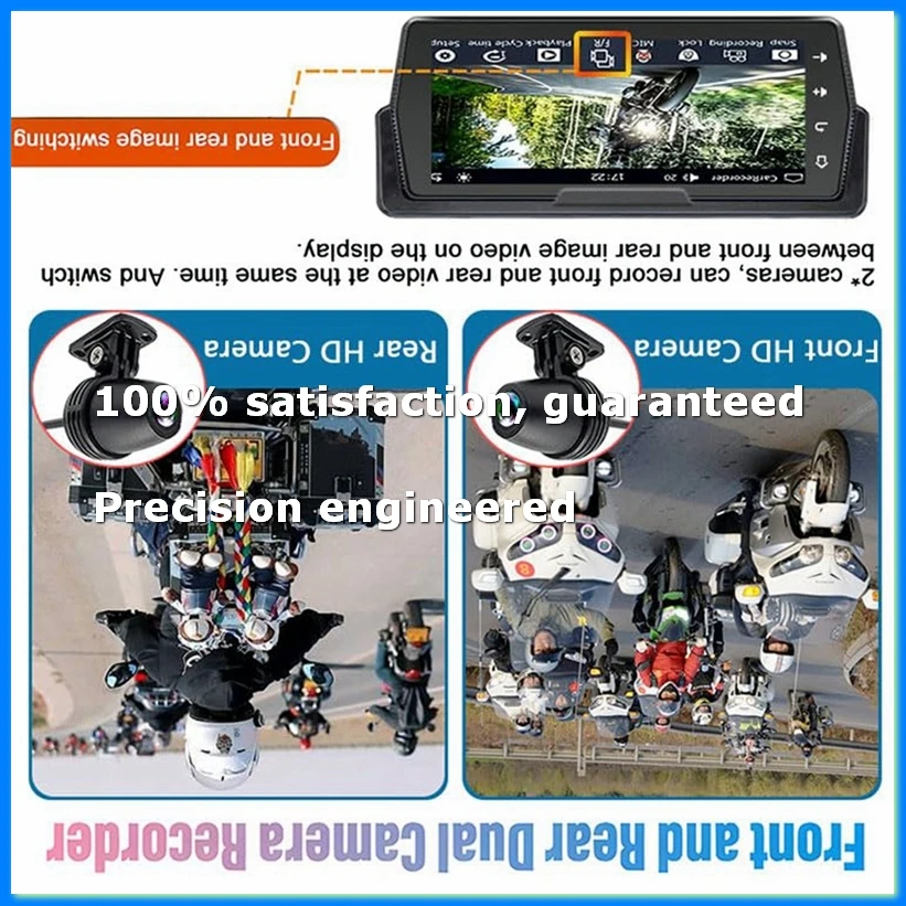 Portable 6.86 Inch Motorcycle DVR Wireless Carplay Android Auto Screen GPS Display Monitor Dual AHD Cameras-ELEC