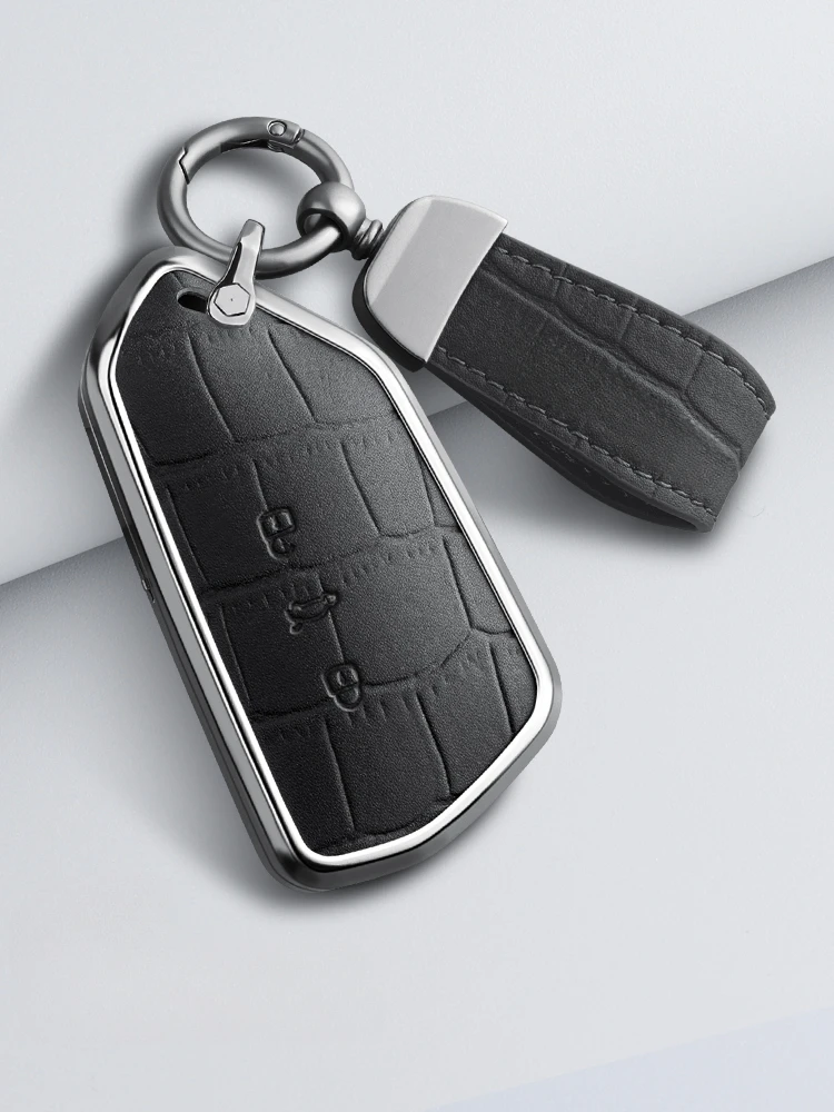 

Suitable for Volkswagen ID3 ID4 ID6 Aluminum Alloy + Leather Car Remote Key Case Cover Anti Scratch and Wear-resistant