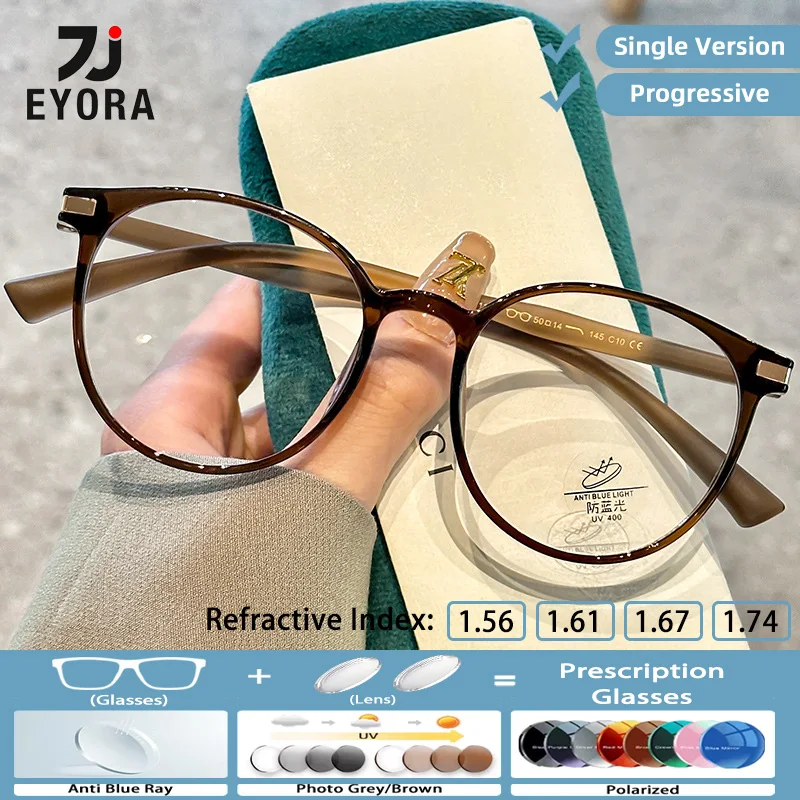 

EYORA Ultralight TR90 Plain Face Reading Glasses for Women Myopia and Hyperopia Anti Blue Light Progressive Photochromic Glasses
