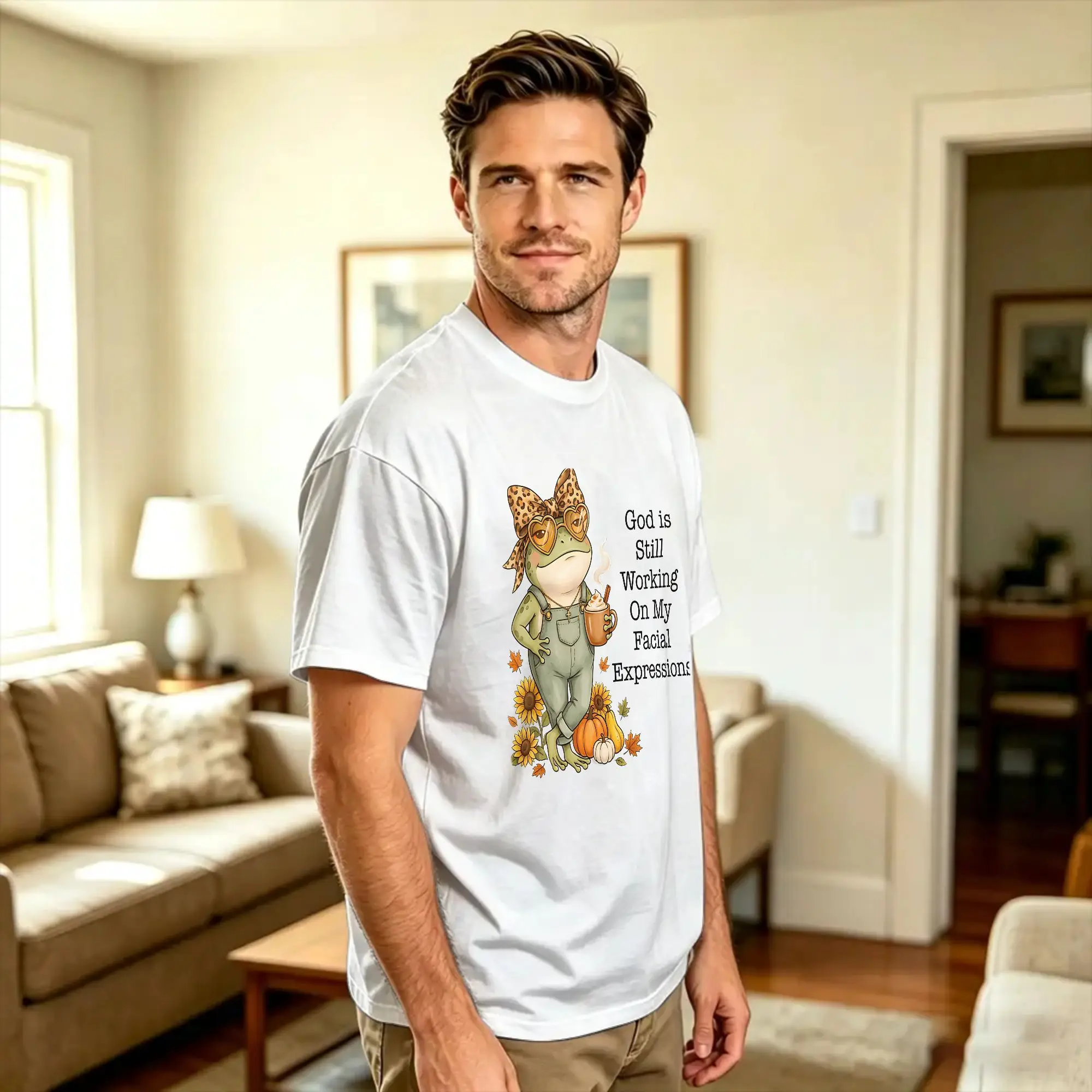 God Is Still Working On My Facial Expressions Classic T Shirt Men  Street Style T-Shirts Summer O Neck Harajuku Tees Print Tops
