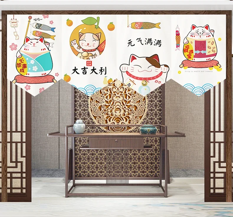 Triangle Door Curtain Japanese Style Kitchen Bedroom Hang Flag Vintage Fabric Decoration For Short Cloth Sushi Restaurant Shop