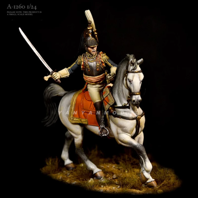 Figurine en résine de cavalerie de la garde européenne, kit de modèle 1/24, jouets non peints et non assemblés, livraison gratuite