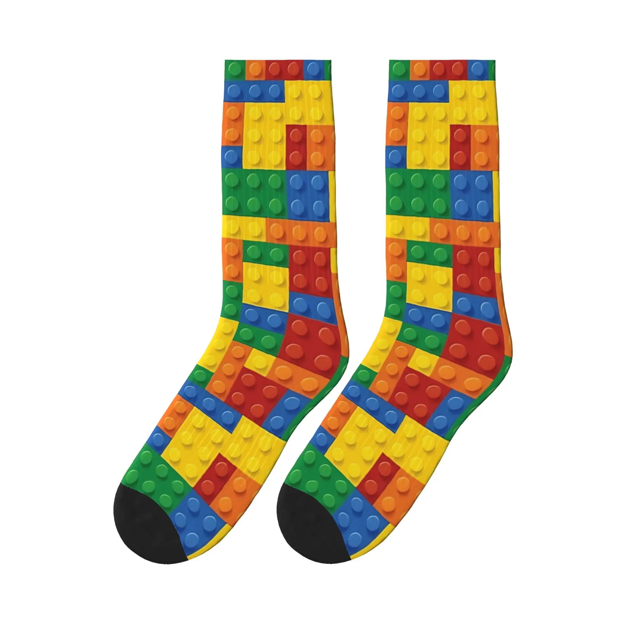 Women Men Socks Bricks Blocks Toys Print  Stockings Spring Casual High Quality Socks Graphic Running Sports Anti Skid Socks