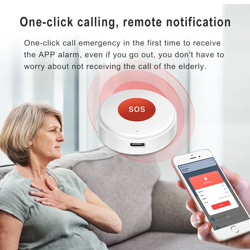 Tuya SOS Emergency Call Button For Home Security Protection One Key Alarm For Patient Kids Elderly Man Emergency Call Button