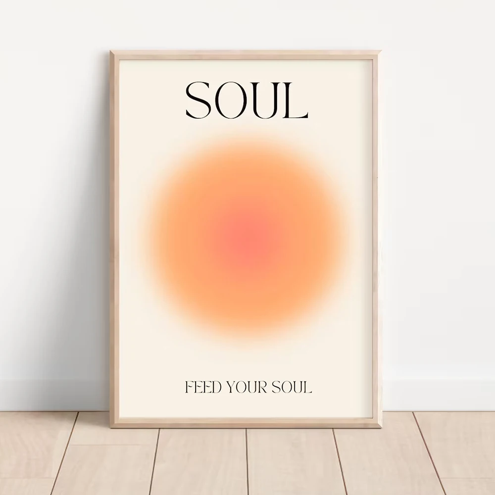 3pcs/Set Motivational Quote Positive Aura Spiritual Grainy Gradient Wall Art Canvas Painting Posters For Living Room Home Decor