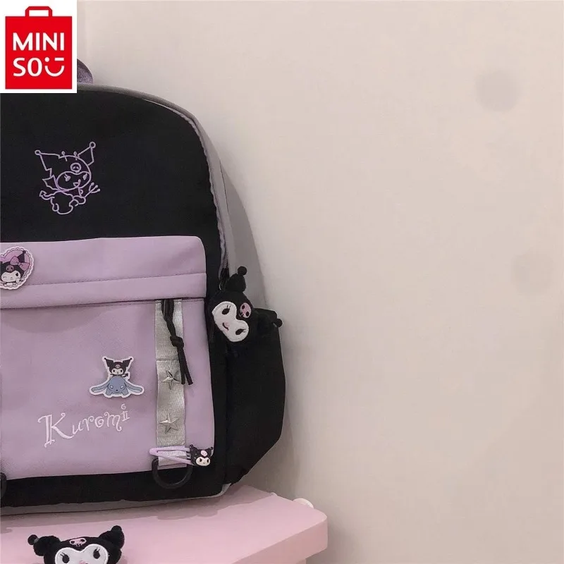 MINISO Sanrio мультфильм Kuromi Печатный Большой Вместительный рюкзак студентов колледжа милый модный рюкзак.