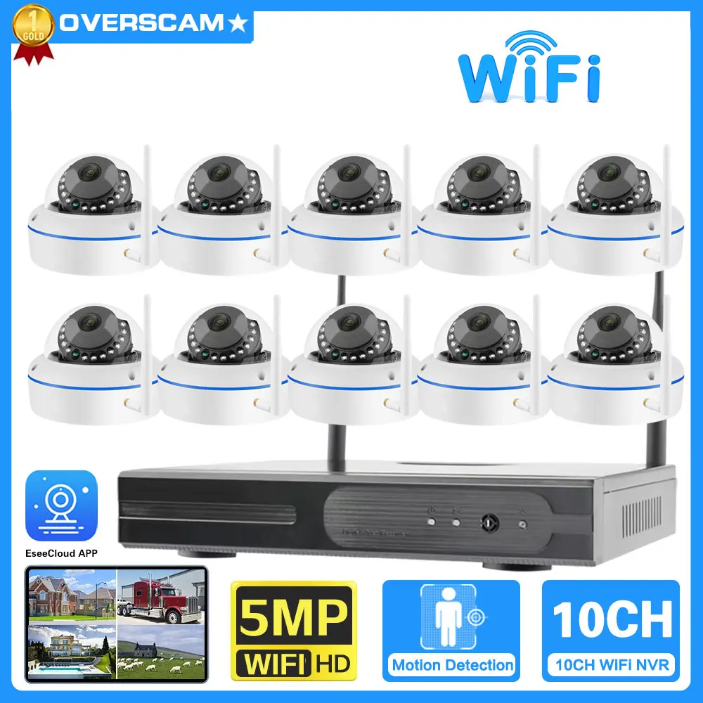 ESeeCloud APP 10CH IP Camera Wifi NVR Kit CCTV System 5MP Explosion-Proof  Wireless Dome Camera Video Surveillance System Set