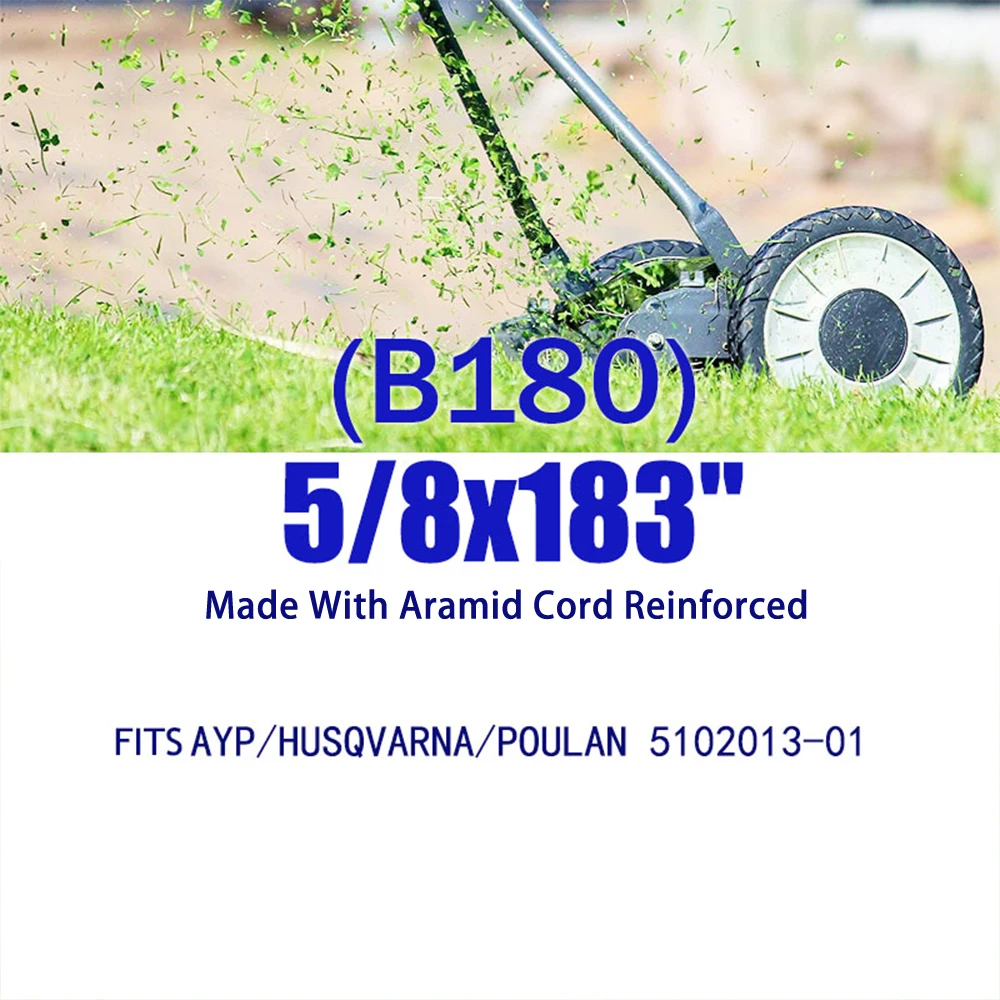 

Aramid Cord Reinforced V-Belt (B180) 5/8x183" Heat Crack Resistant Drive Belt For Mower Deck Drive System 510201301