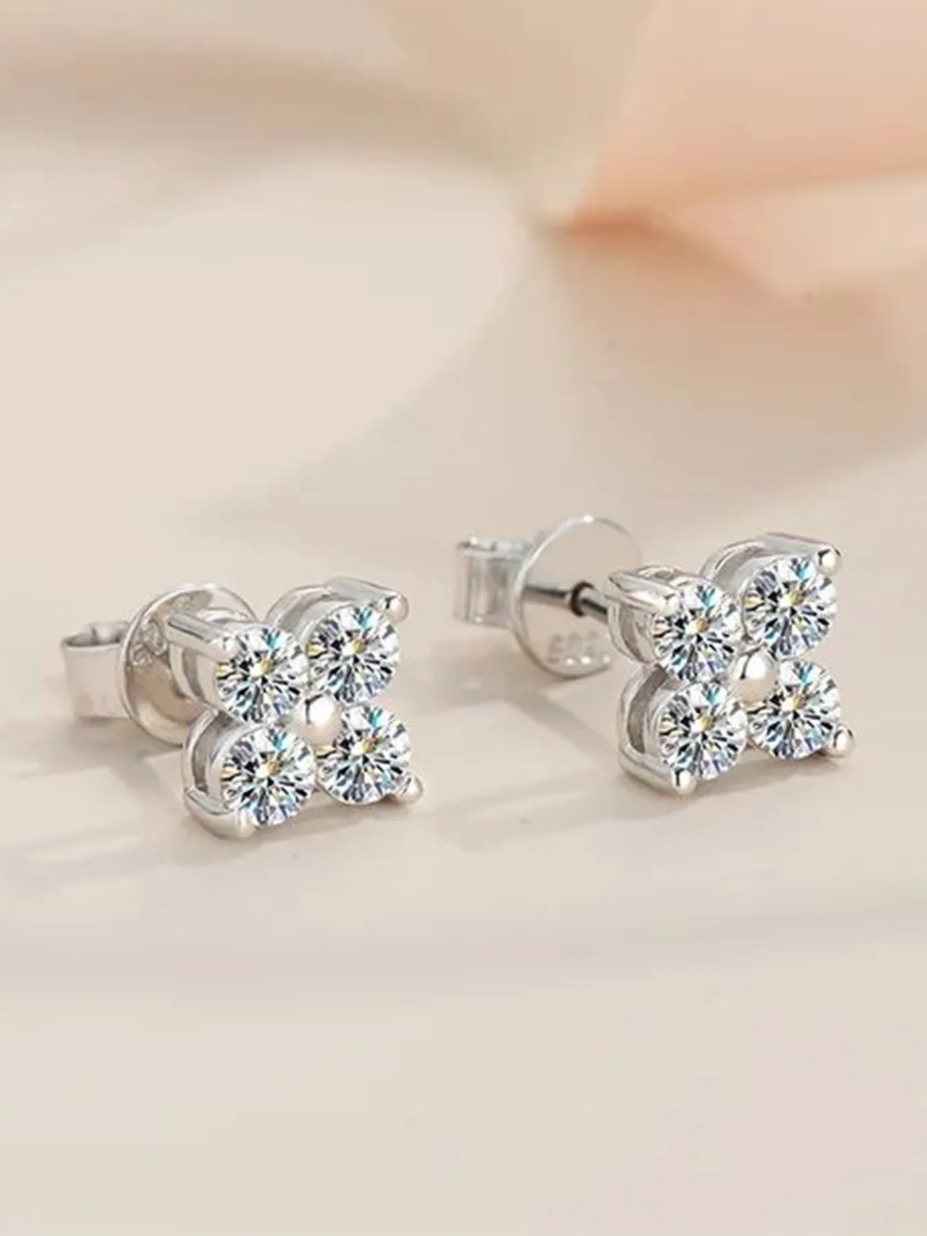 925 Silver Earring for Women Four Diamonds Stud Earrings 4ct Moissanite Stud Earring Wedding Fine Jewelry