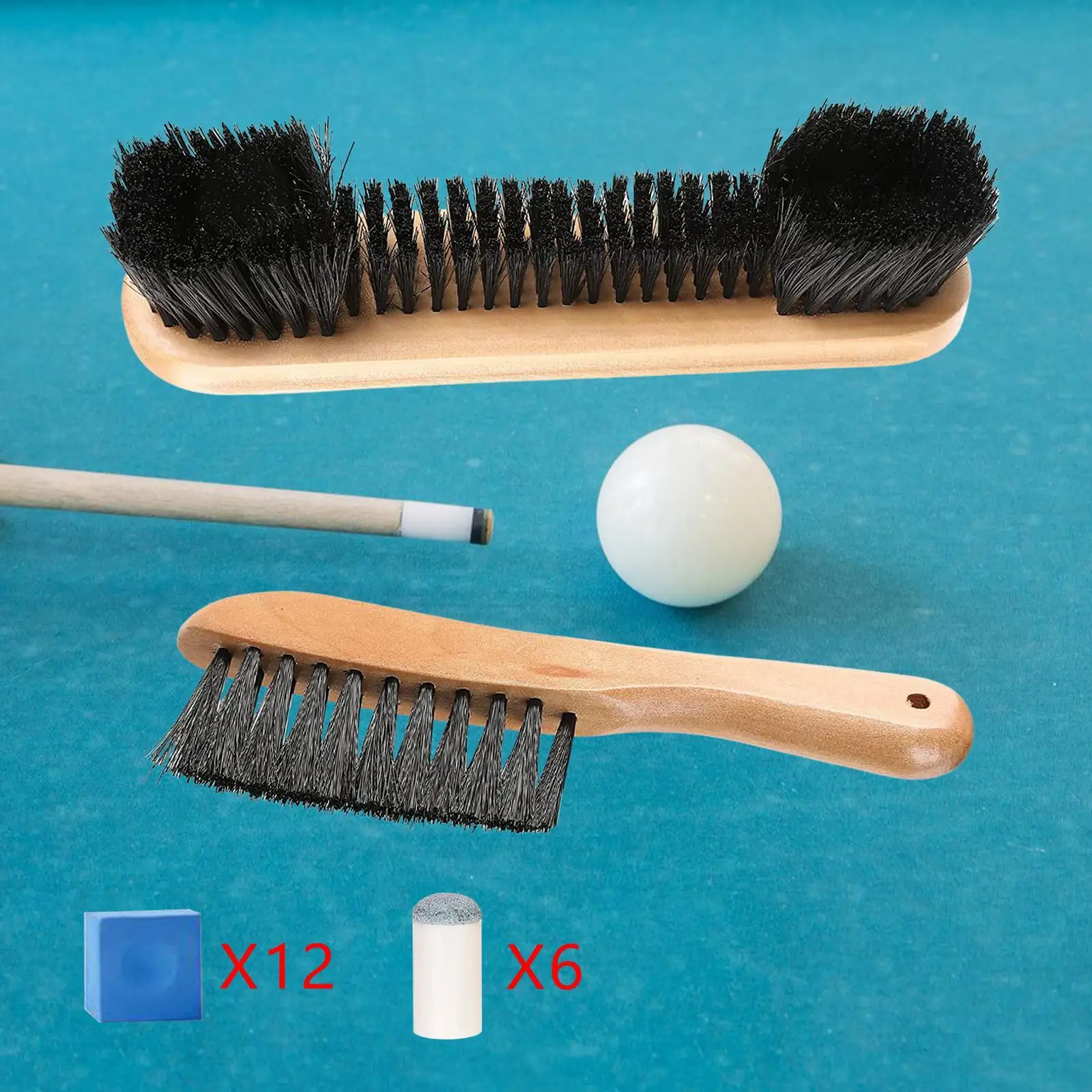 

Wooden Cleaning Brush Set, Billiard Table Brush Slip on Pool Cue Tips
