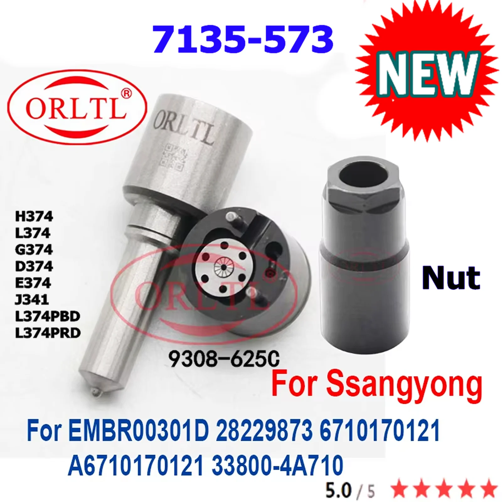 

A6710170121 NOZZLE H374 G374 VALVE 9308-625C Repair Kits 7135-573 for EMBR00301D 28229873 6710170121 33800-4A710 Ssangyong