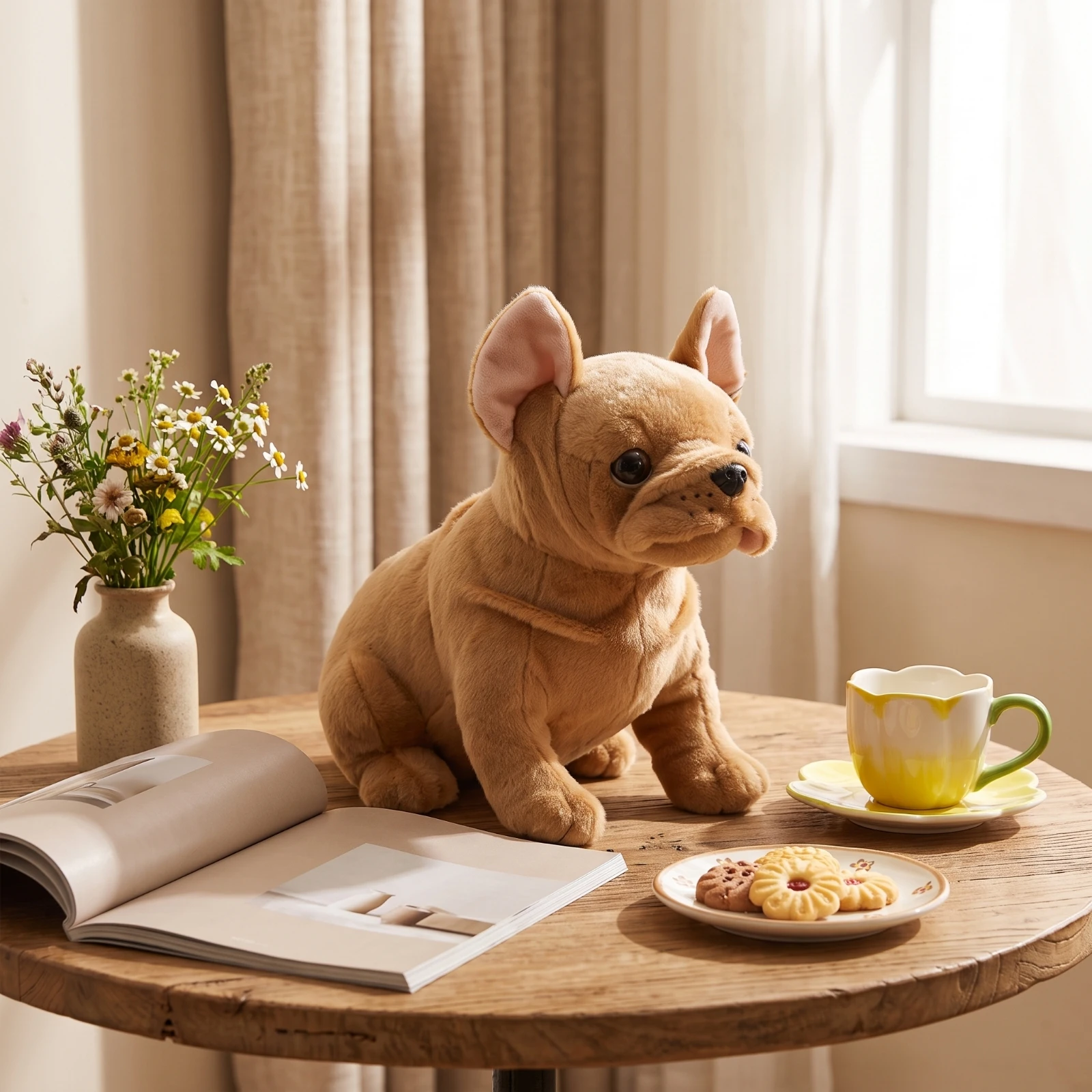 French Bulldog Stuffed Toy Fuzzy French Bulldog Stuffed Animal Stuffed Dog Breed-Accurate Plushie Lifelike for Children, Nursery