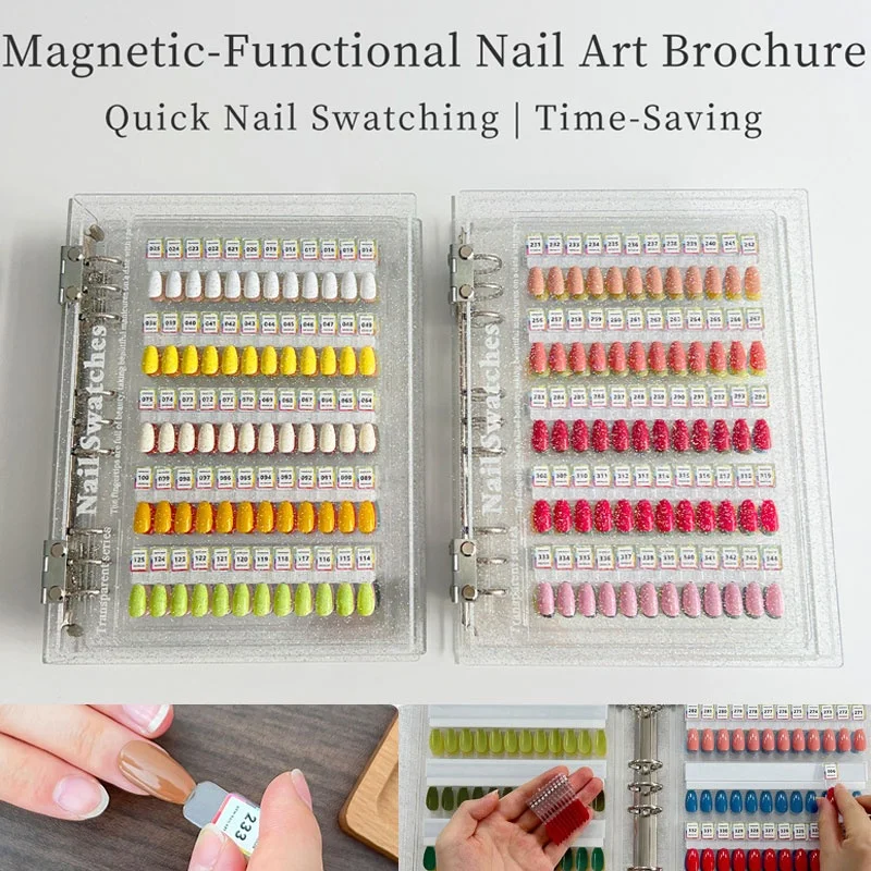 120/180/240 Magnetic Tips Nail Art Swatch Book Gel Polish Color Sample Album Display Chart Manicure Color Test Display Card
