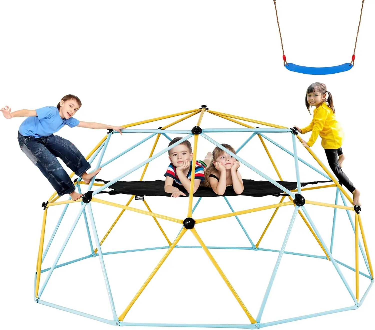 

Climbing Dome, 10FT Jungle Gym with Hammock and Swing, Geometric Dome Climber Supports 750LBS and Easy Assembly for Kids 3