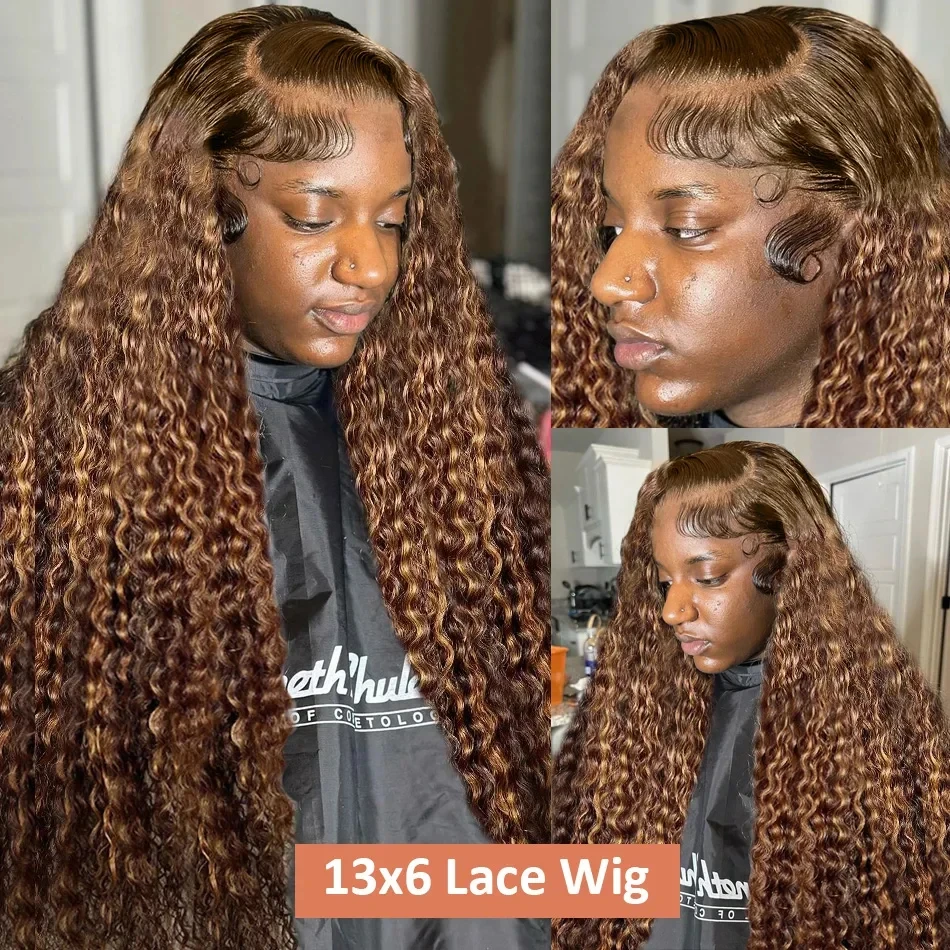 Highligh 13x6 HD Lace Frontal Wig Human Hair Deep Wave P4/27 Highlight Colored Blonde Wigs Brazilian Cheap Choice Curly