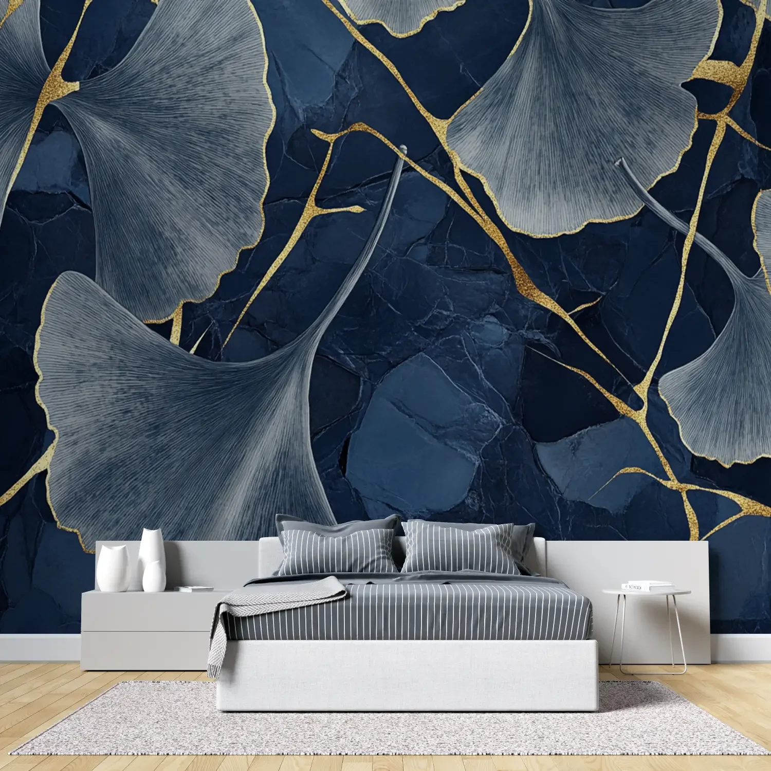 Customized Wallpaper Nordic Modern Abstract Geometry Golden Leaf Bedroom Hotel Background Wall Decorative 3d Wallpaper