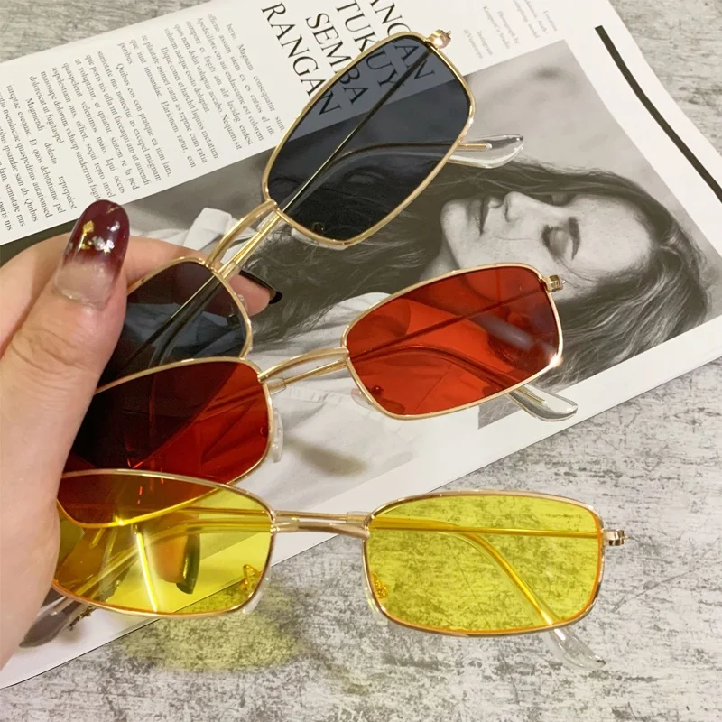 Retro Quadrat Sonnenbrille Candy Farbe Vintege Metall Katze UV400 Weibliche Sommer Straße Brillen für Frauen Korea Stil Gafas De Sol – Detail 6