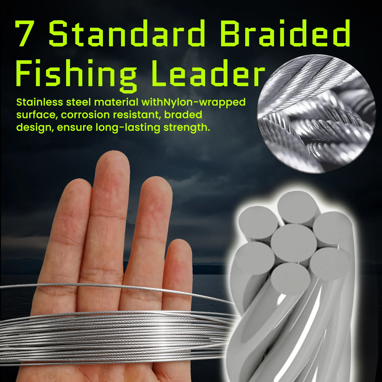 9KM 10Pcs American Swivel Dual Snap Steel Wire Leader, Silver Fishing Line Connector for Predator Lure Fishing Terminal Tackle