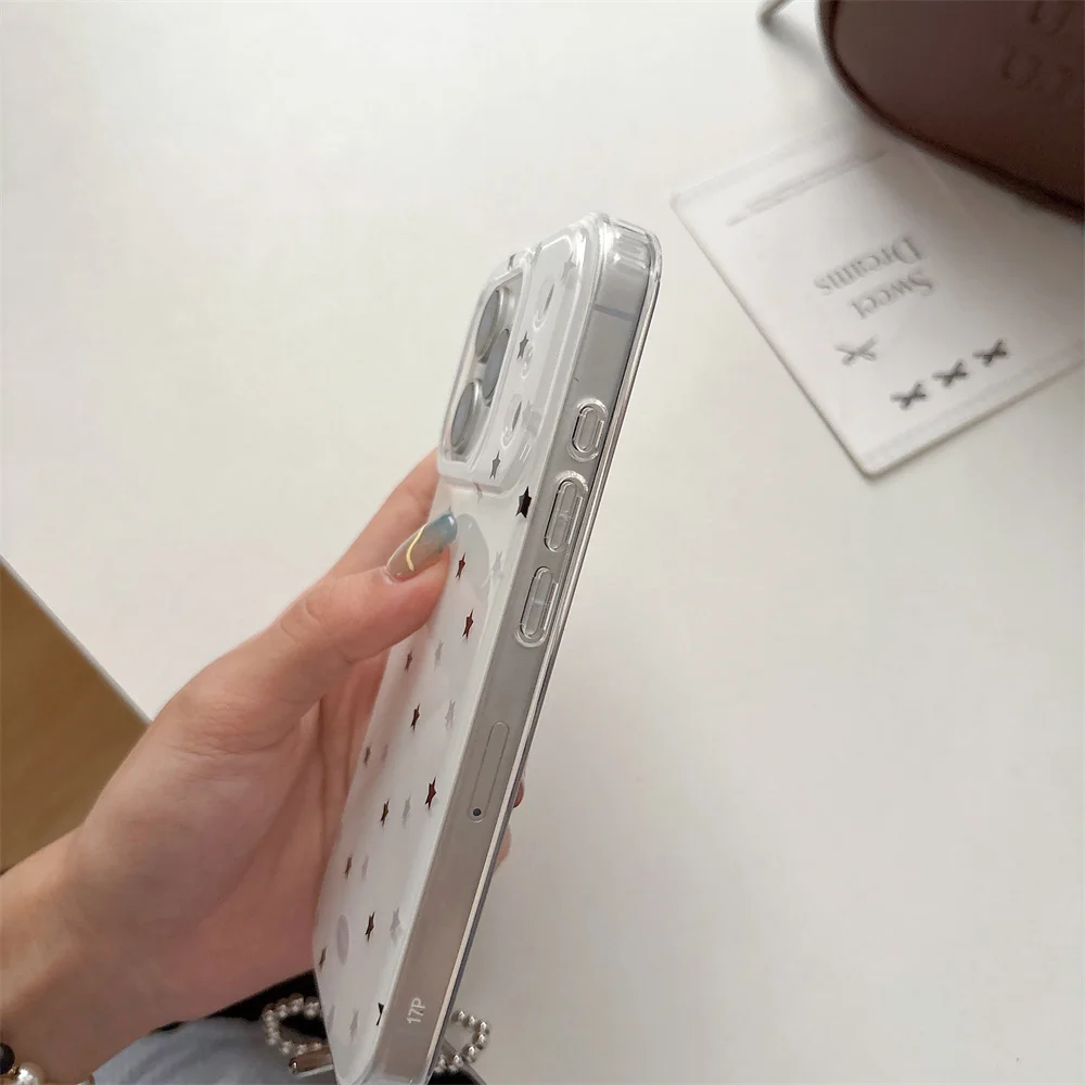 Korean INS simple star mobile phone case for iPhone 17 Pro Max 13 14 15 Pro 16 cover cute cartoon protection Cases For 16 Pro 17