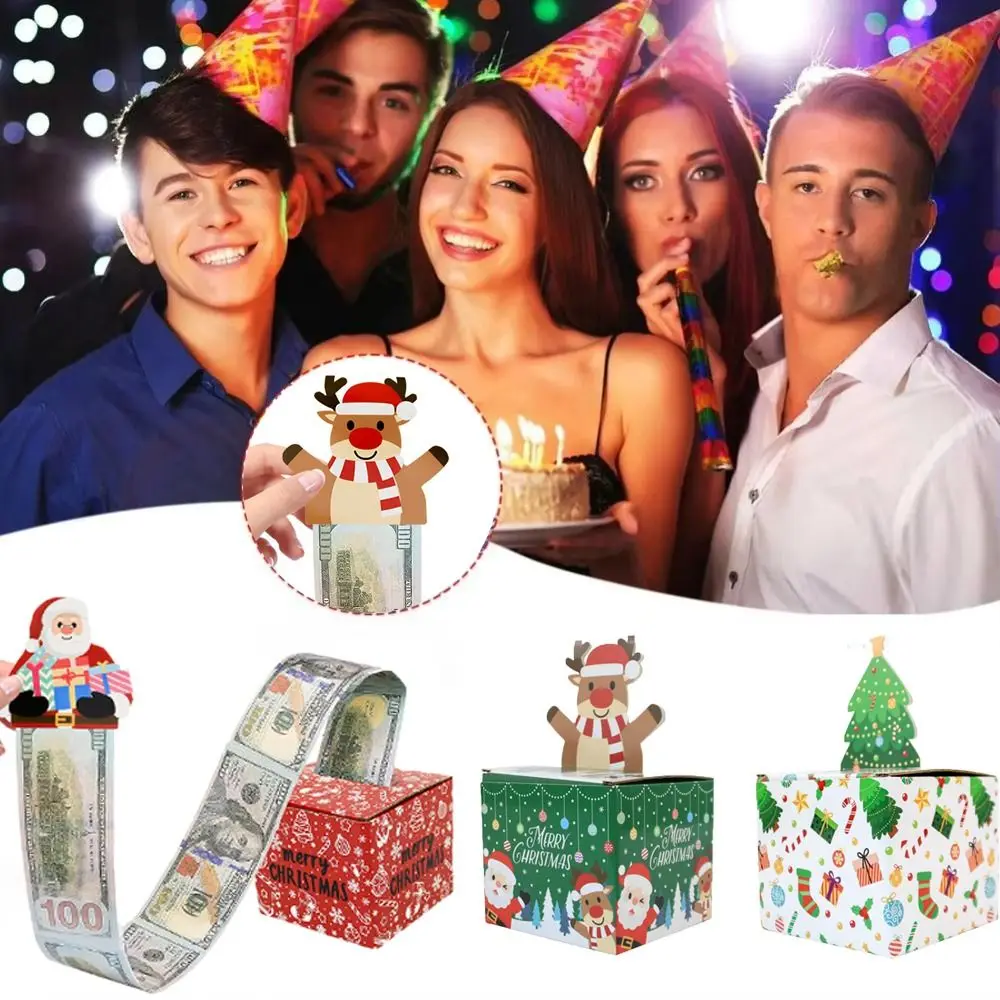 New Xmas Birthday Party Money Box Surprise Creative Cash Pull Gift Box DIY Interesting Money Case Merry Christmas