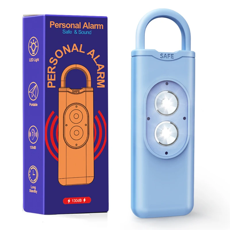 2PCS Portable 130db Rechargeable Personal Alarm Keychain For Women's Self Defence And Personal Safety