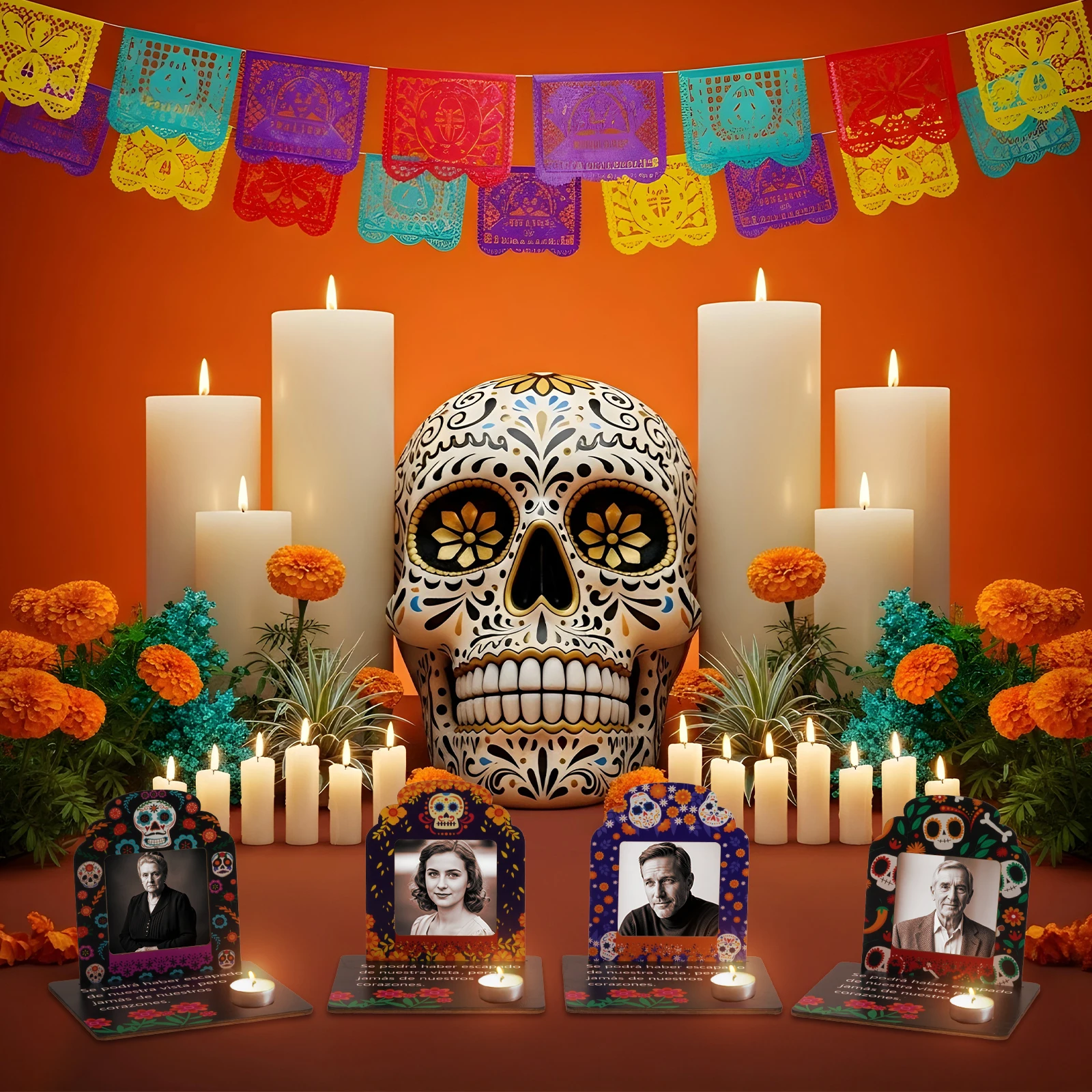 

OurWarm 12 Sets Picture Frames for Dia De Los Muertos, Wooden Day of The Dead Decorations Dia De Los Muertos Altar Kit