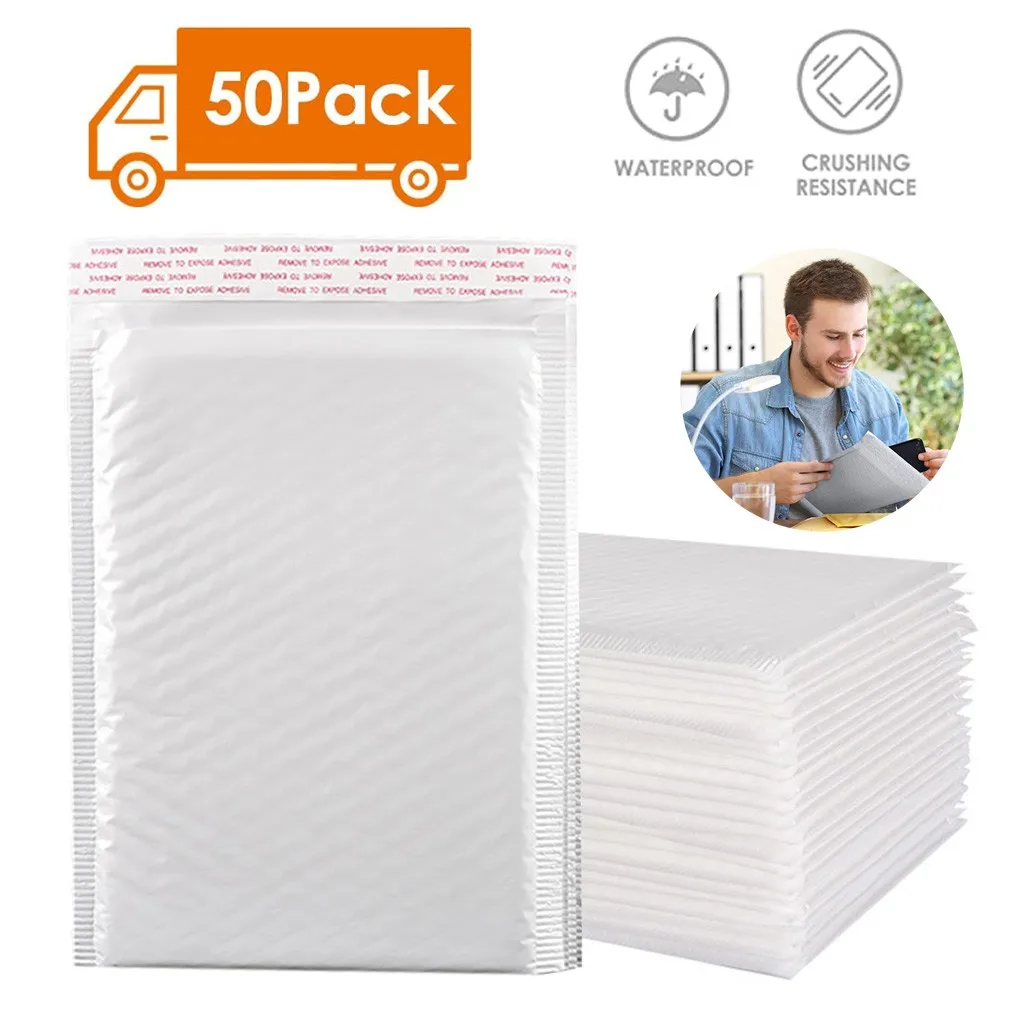 

50pcs Bubble Mailers Padded Envelopes Lined Poly Mailer Self Seal Storage Organizers Organiseurs Rangement Accessories Storage