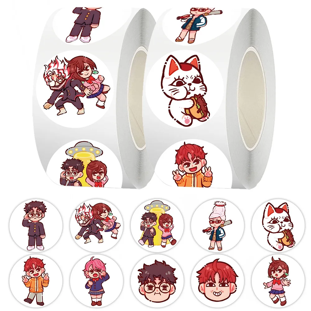

500pcs/Roll Cartoon Dandadan Roll Roll Stickers Skateboard Fridge Phone Laptop Bike Funny Manga Decals Waterproof DIY Toys Gifts