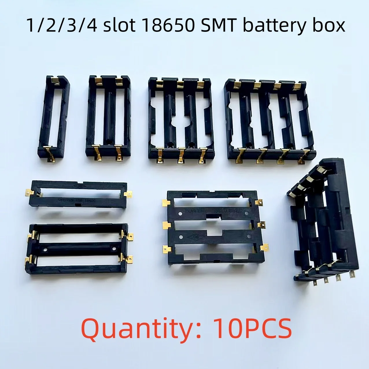 

10PCS 18650 gold-plated patch battery compartment 1/2/3/4 slot pin lithium battery box SMT pin battery holder bracket