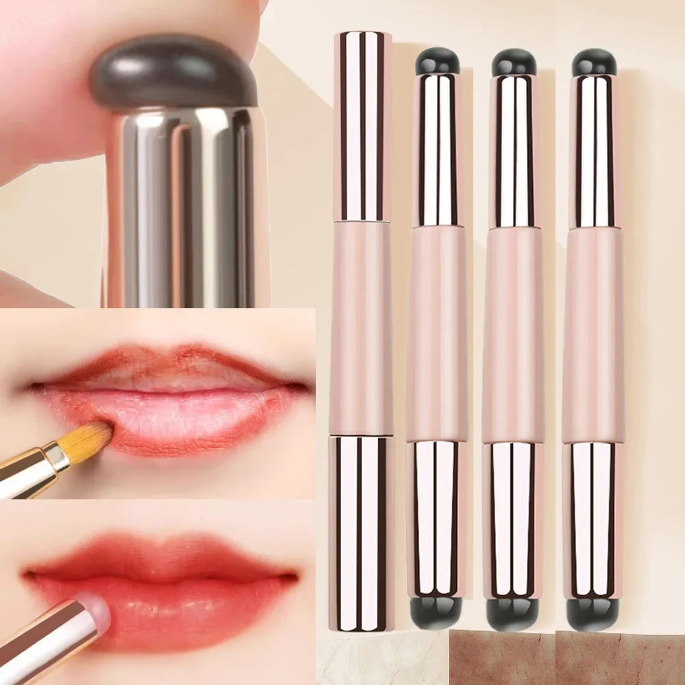 2in1 Siliconen Lippenborstel Met Hoes Q Zachte Lippenstift Veegborstels Stofdichte Lippen Concealer Borstel Draagbare Beauty Make-Up Tool