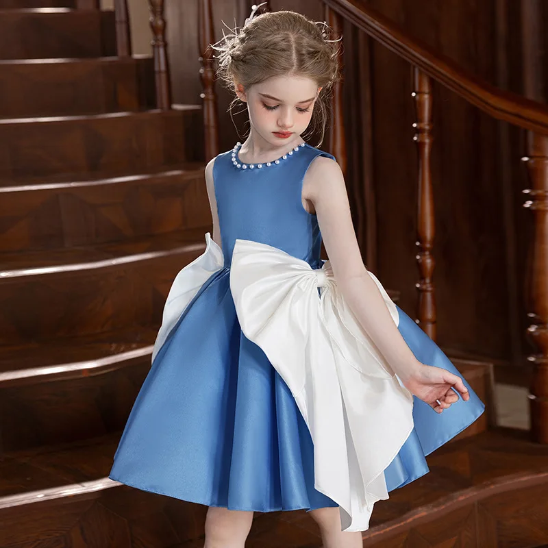 Children's Elegant Party Dresses Big Bow Girl Princess Evening Dresses Halloween  Kid Clothes