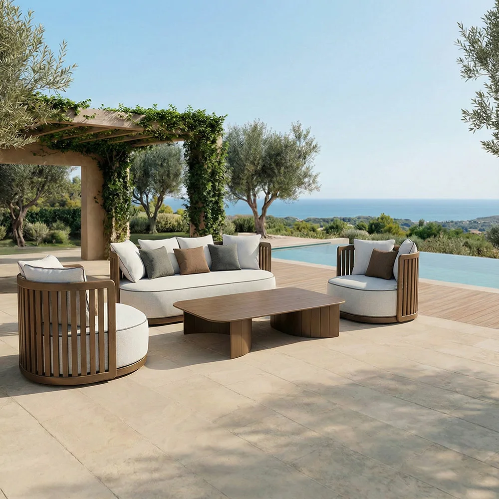 

Элитный садовый комплект мебели в европейском стиле: настраиваемый диван из алюминиевого сплава для двора и виллы