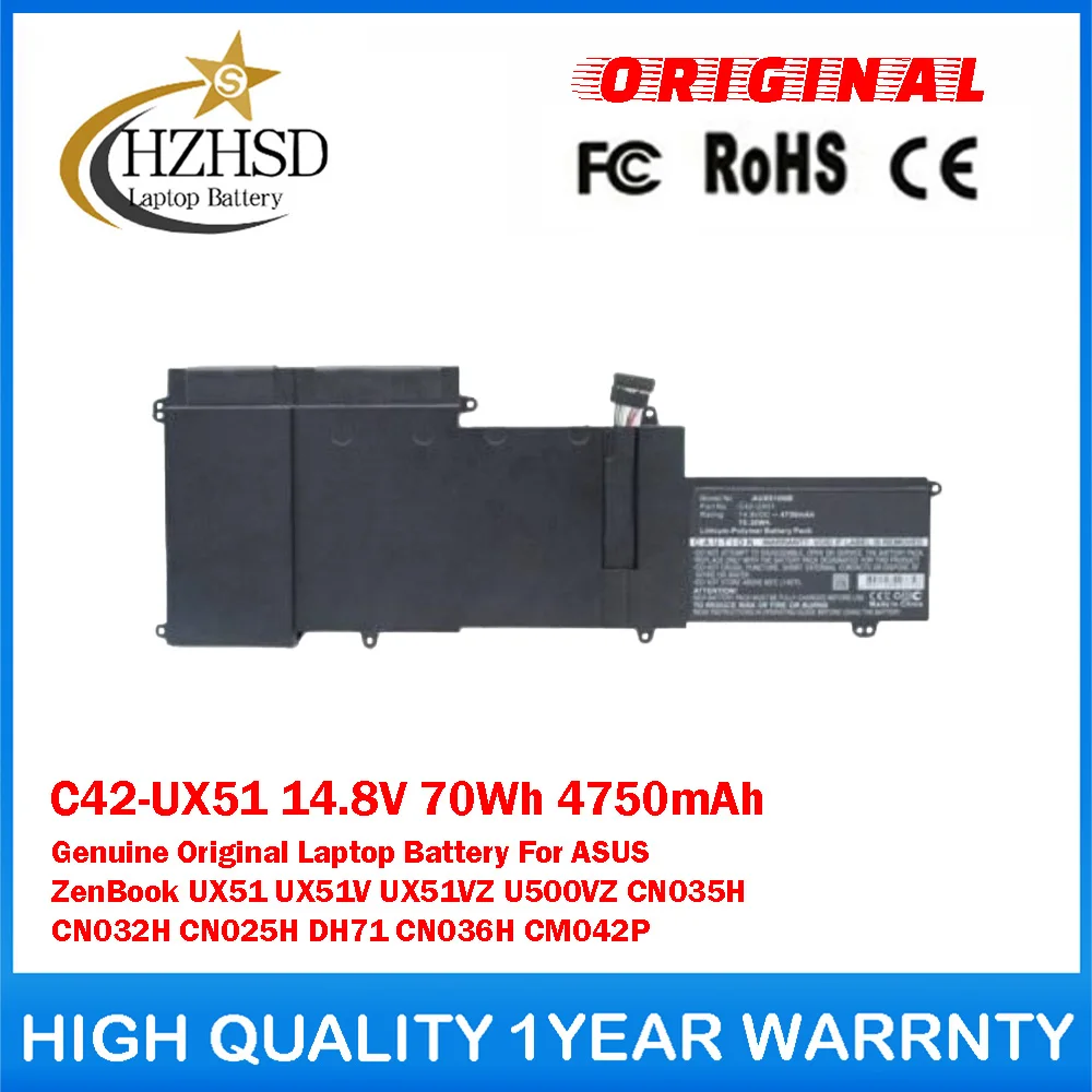 

C42-UX51 14.8V 70Wh 4750mAh Genuine Original Laptop Battery For ASUS ZenBook UX51 UX51V UX51VZ U500VZ CN035H CN032H CN025H DH71