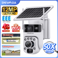 SHIWOJIA 4G Solar Camera 6K 12MP 50X Optical ZOOM Dual Screen Outdoor Security WiFi IP Camera Night Vision PIR Detection AutoTra
