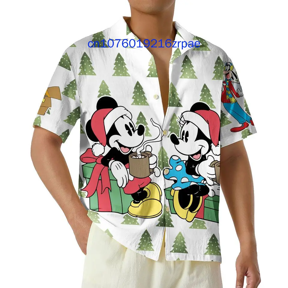 Mickey and Friends Christmas Hawaiian Shirt on Disney Light Bulbs Men's And Women's Kids Button Down Short Sleeve Shirt