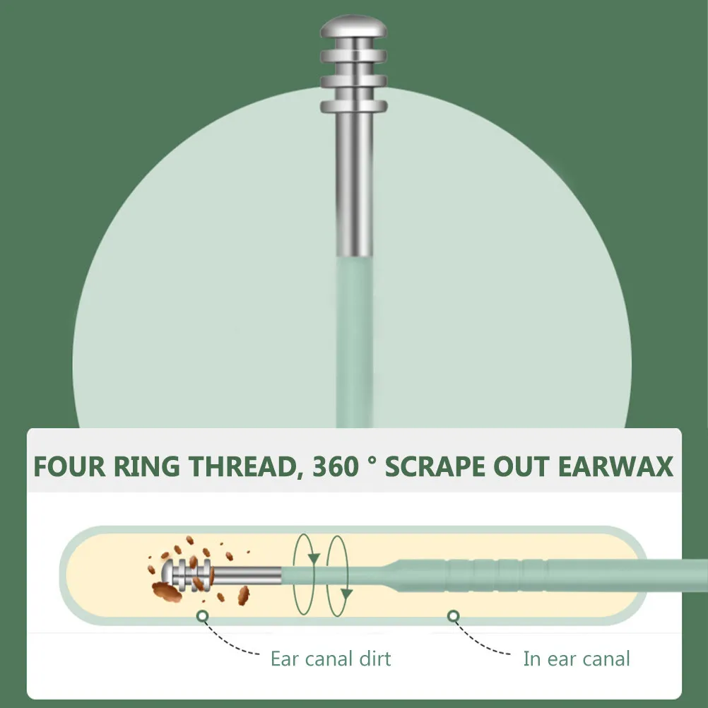 2Sets Smooth Rounded Ear Pickers Corrosion Resistant Stainless Steel Earwax Remover Multi-Function Portable Ear Cleaner for Home