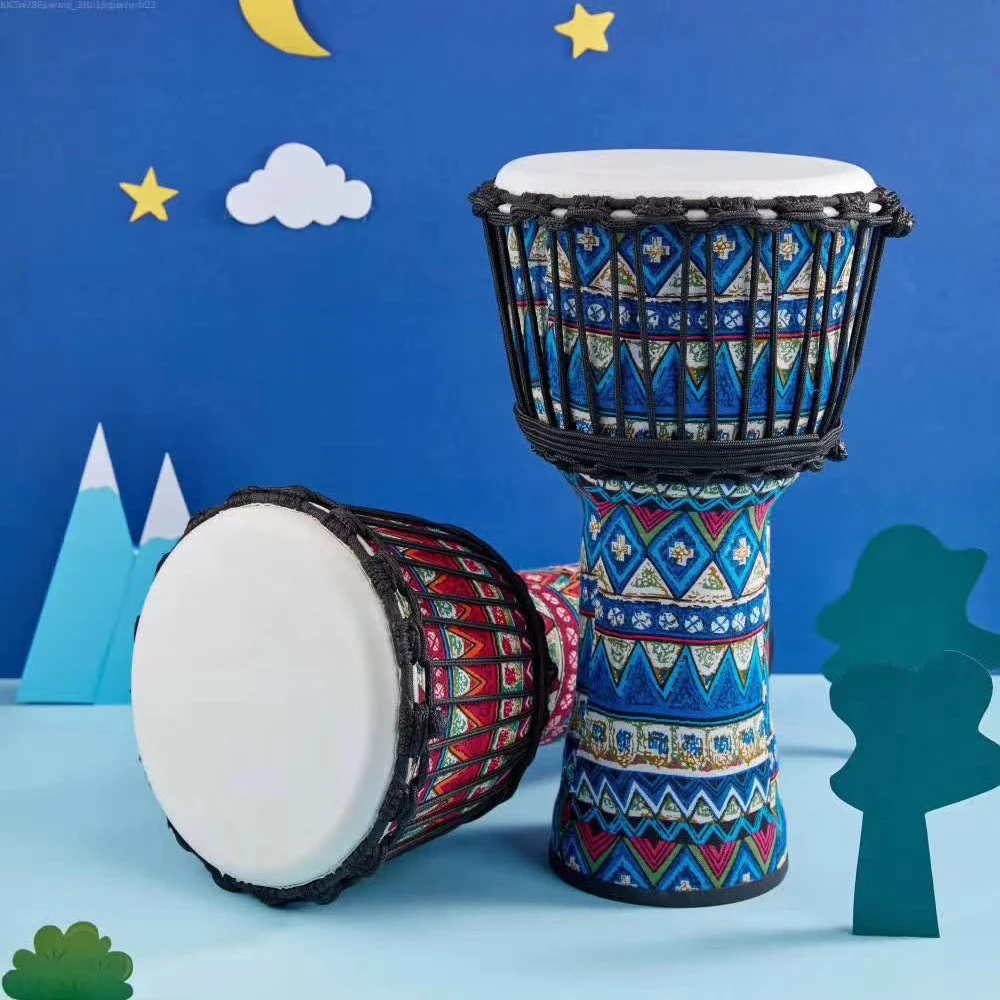 8 Inch Portable African Drum Djembe Hand Drum with Colorful Art Patterns Percussion Musical Instrument