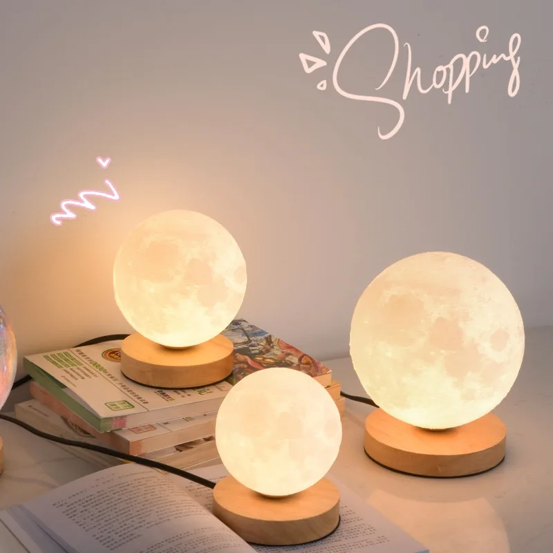 1 Moon bedside night light, starry sky planet bedroom decorative table lamp, office atmosphere decoration, children\'s gift.