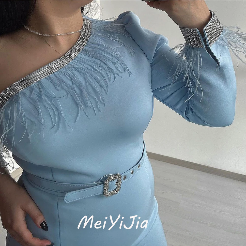 Meiyijia  Evening Dress Saudi One-shoulder Sash Beaded Sheath Mermaid  Arabia  Sexy Evening Birthday Club Outfits Summer 2024