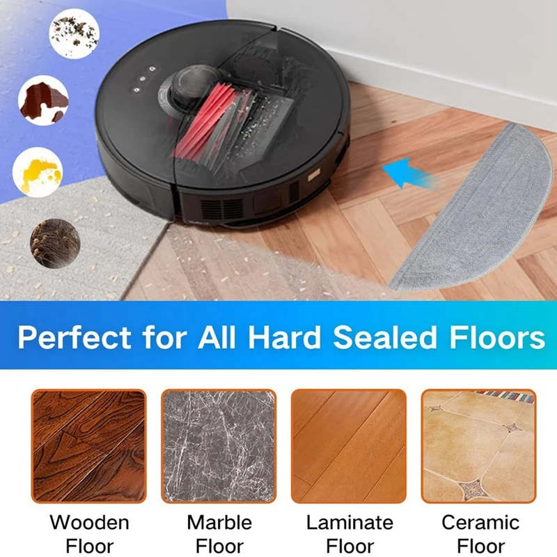 ABXH لـ Roborock S8 Maxv Ultra جهاز آلي لتنظيف الأتربة فرش جانبية رئيسية ممسحة ملابس مرشحات HEPA ملحقات أكياس الغبار