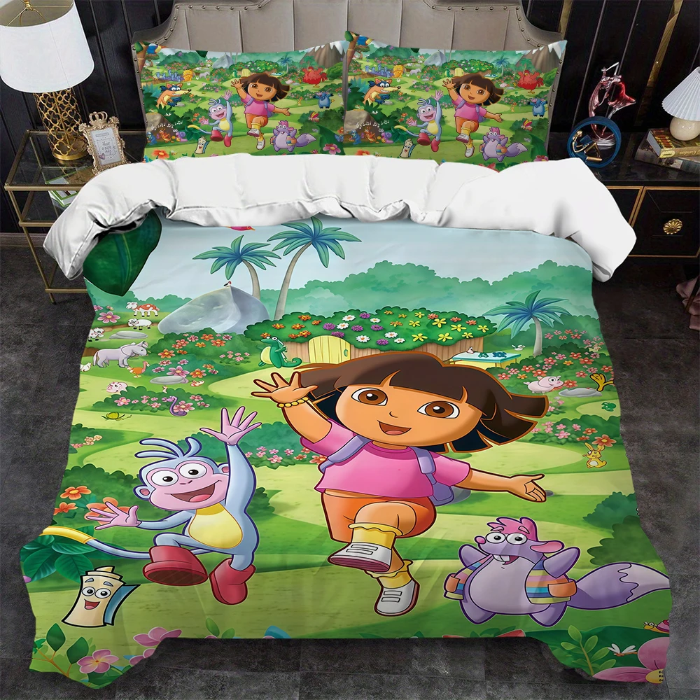 

Комплект постельного белья «Милые мультяшные Дорас»: 3 предмета, мягкий, для стирки, летний, комфортный, для студенческого общежития, дома, детский, хит продаж