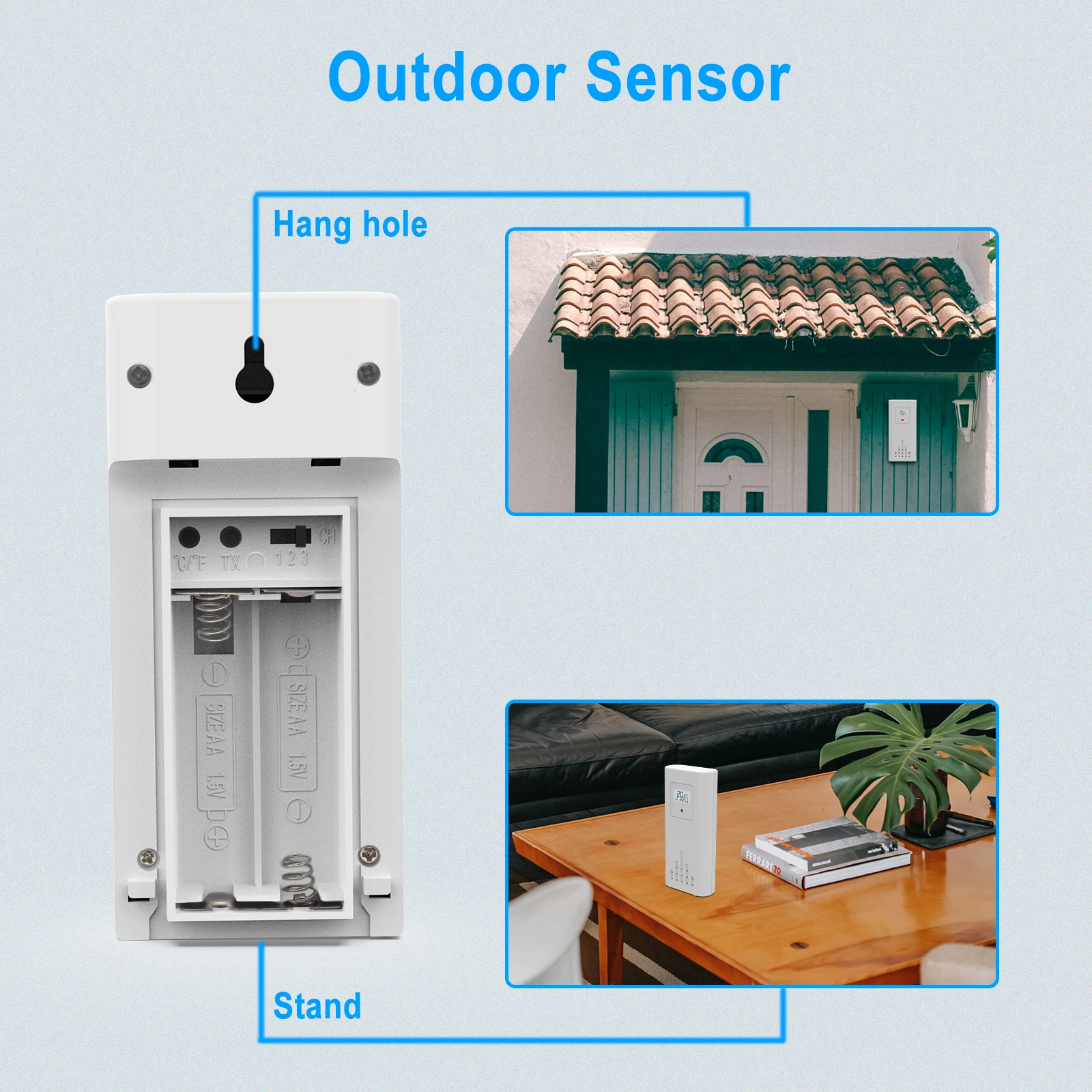 eather Station Wireless Indoor Outdoor Thermometer Hygrometer 100M RF 433MHz Temperature Humidity Monitor Alarm Clock