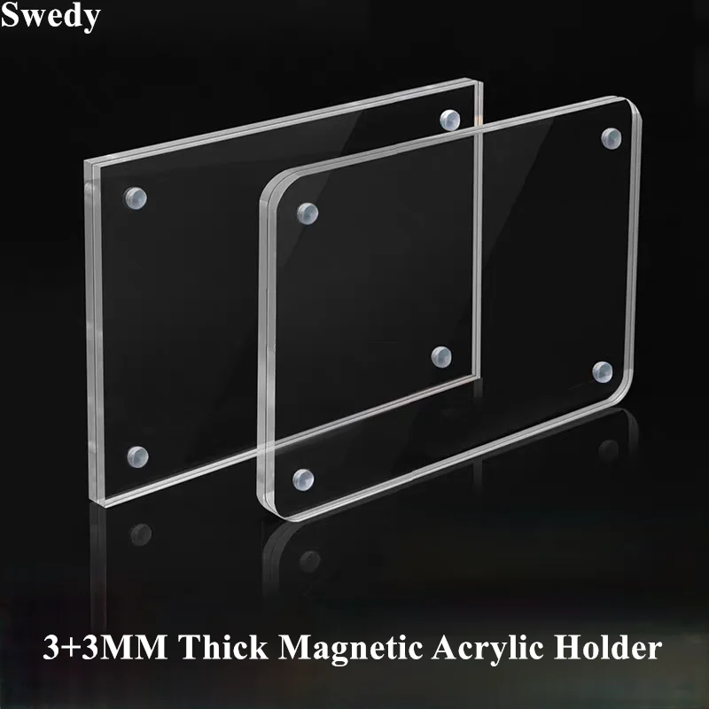 120x80mm Wall Mount Magnetic Acrylic Sign Holder With Tape Adhesive Price Label Paper Holder Tags Menu Photo Picture Frame