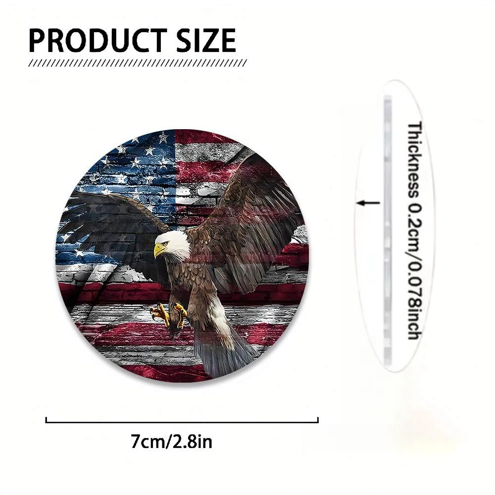 2pcs American Flag And Eagle Car Cup Coasters - Acrylic Material, Keep Drinks Clean And Dry, Durable Car Interior Additions, Sui