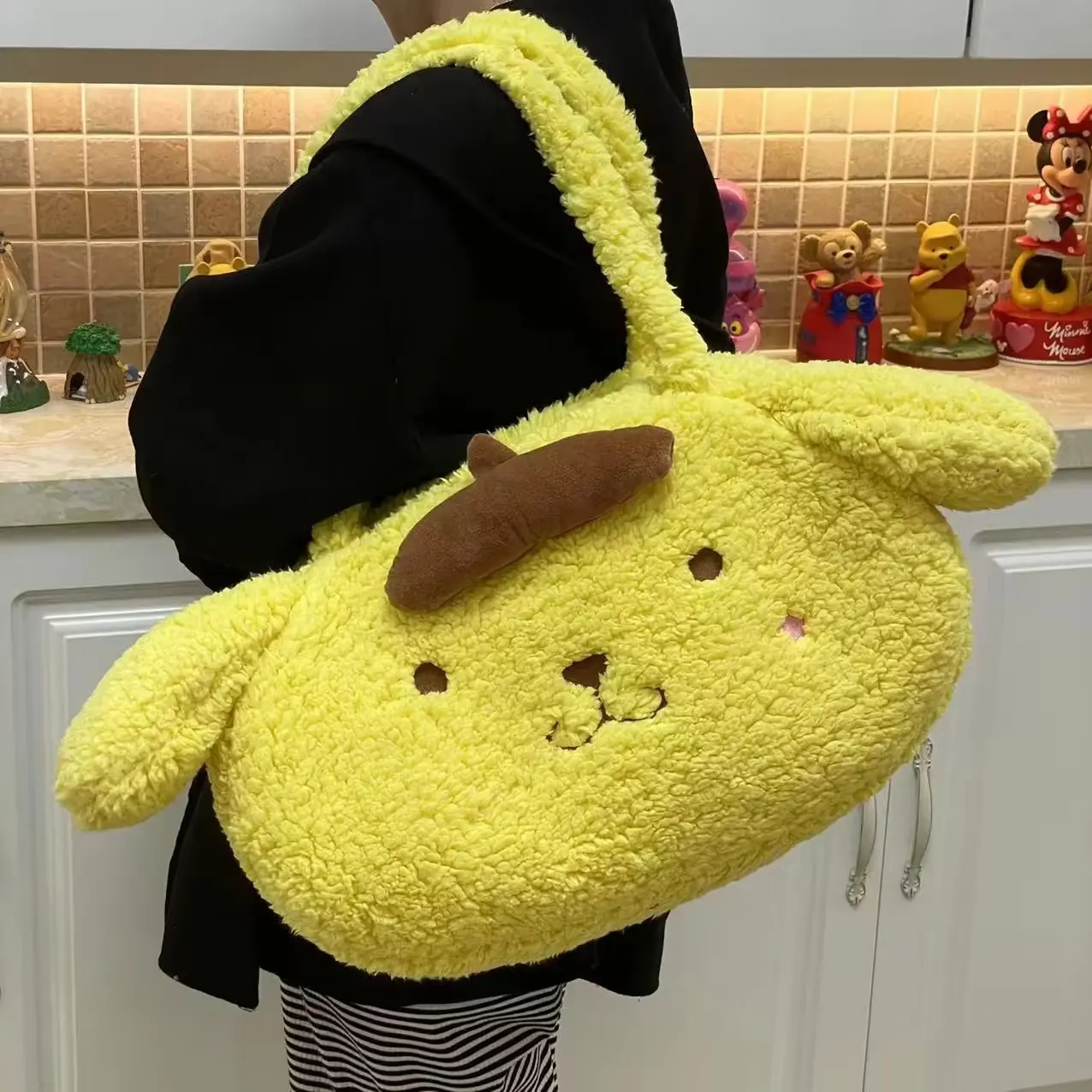 Sanrio Pom Pom Purin Handbag Lovely Shoulder Bag Cartoon Anime Plush Bag Girly Cute Bag High-capacity Xmas Gifts Girl Student