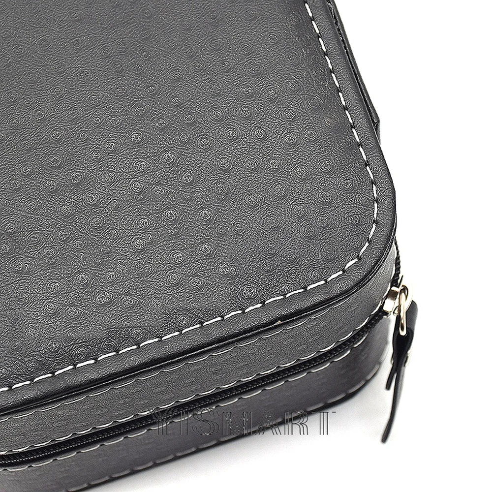 6 slots de couro do plutônio portátil caixa de relógio de viagem organizador de jóias caixas de armazenamento com zíper fácil transportar relógios