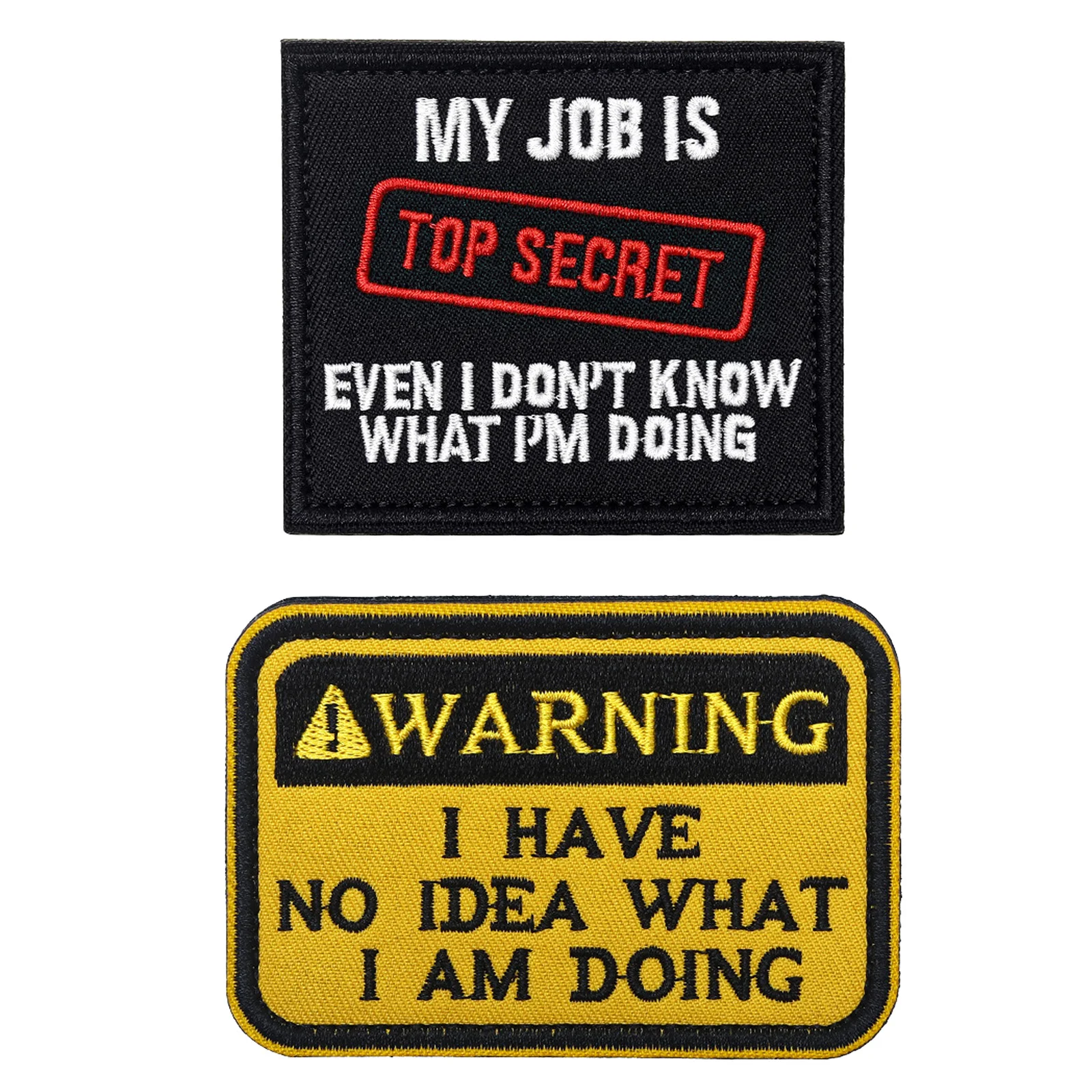 2Pcs Tactical Embroidered Patches Hook and Loop Embroidered Badge My Job is Secret Badge Warning Patch