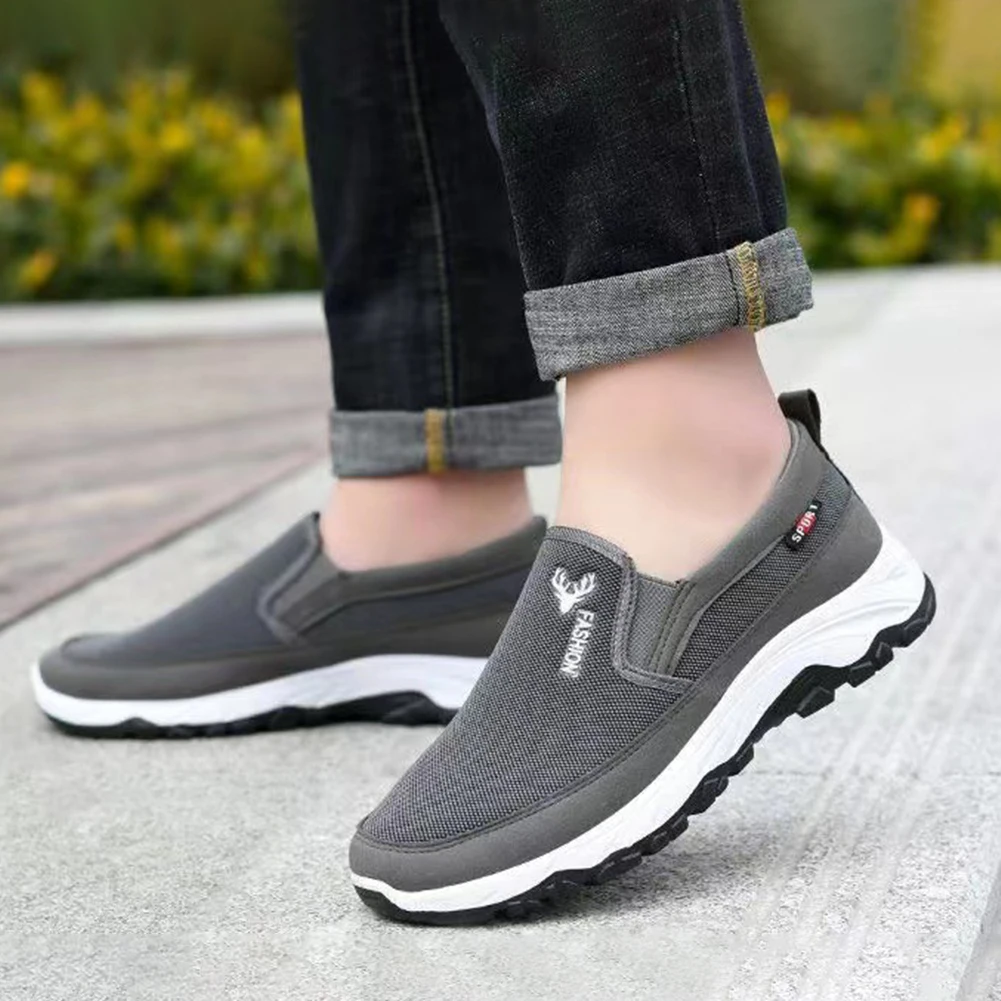 

Breathable Slip on Flats Mens Fashion Walking Shoes Soft Loafers for Men Casual Canvas Shoes Lightweight Summer Mesh