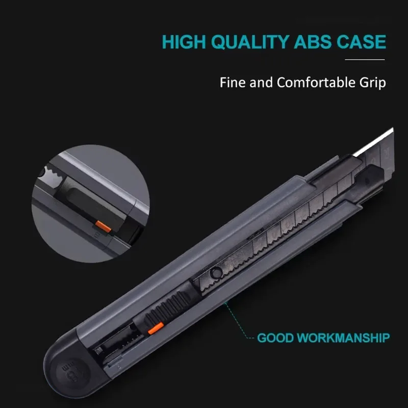 Multifunction Mini Utility Knife Carbon Steel Blade Safety Lock Stretch Pocket Professional Paper Cutter Household Manual Tool