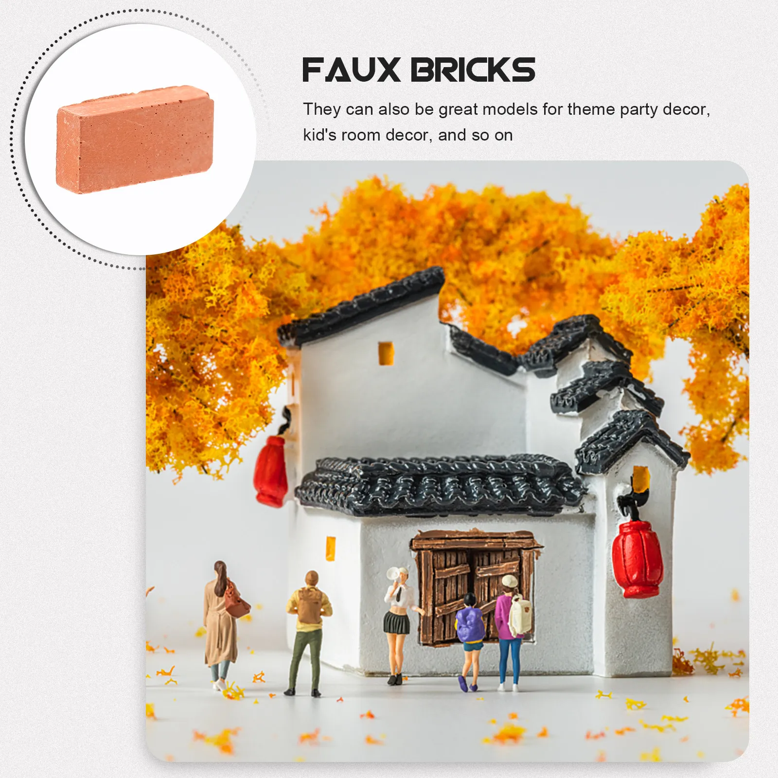 

200Pcs Miniature Bricks Rectangle Shape Pottery Argil Fake Wall Bricks for DIY Micro Landscape Sand Table Architecture Display